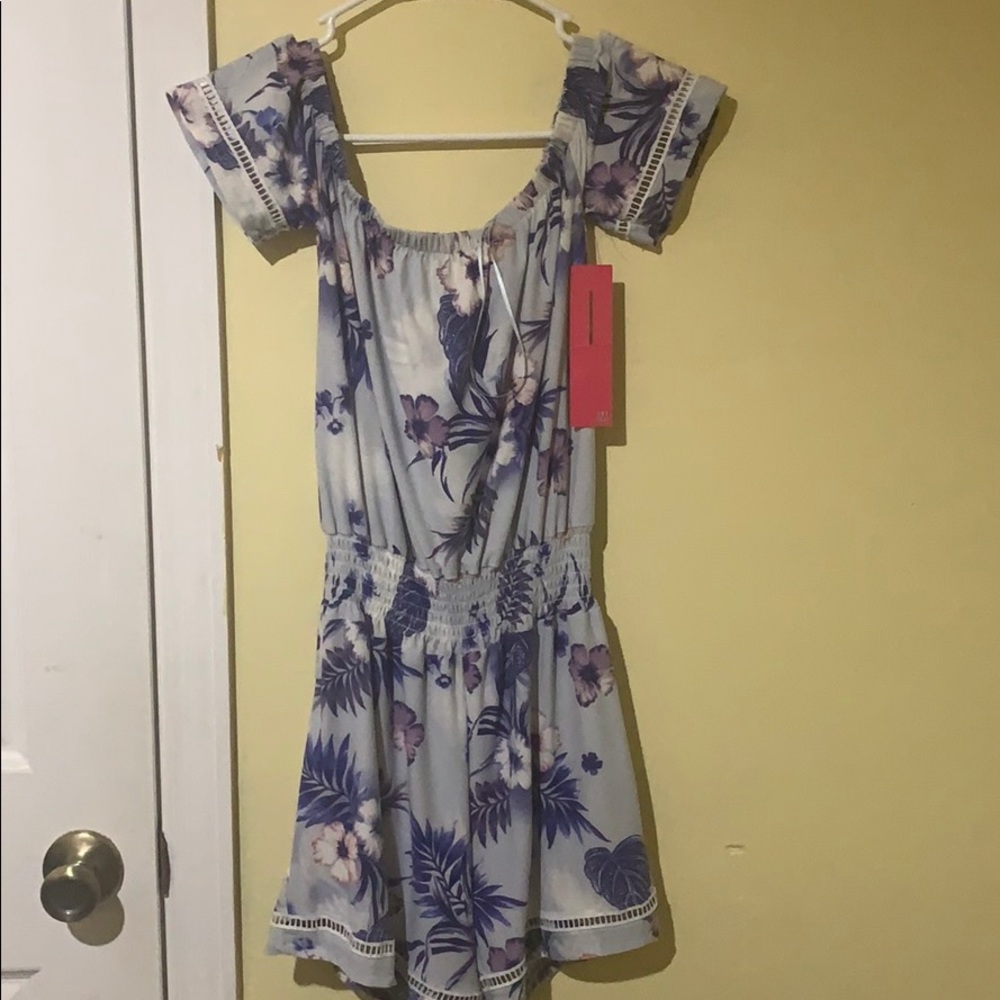 Blue Floral Off the shoulder Romper